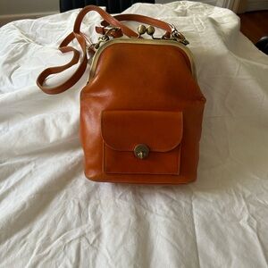Elegant Orange Leather Crossbody Bag